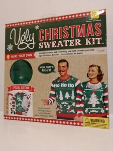 Ugly Christmas Sweater Kit Decorate Your Way Snowman Santa Reindeer XL Green - Picture 1 of 4
