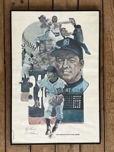 Vintage Autographed Al Kaline Detroit Tigers Lincoln Mercury Baseball Poster