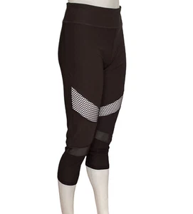 Women’s Legging M NYL SPORT High Waisted Yoga Capri Mesh Black - Picture 1 of 11