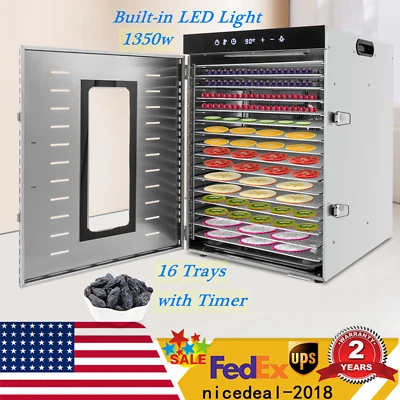 Máquina deshidratadora de alimentos comercial de 16 bandejas desmontable completa de acero inoxidable 1350 W Foto 1 de 4