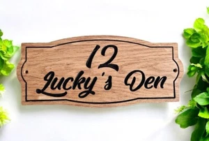 Personalised House Name Plaque ,Wooden Number Home Address Sign Custom Carved - Picture 1 of 10