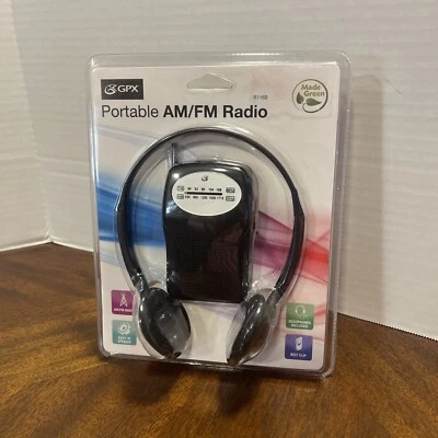 GPX R116B AM FM Portable Radio Black With Speaker and Headphones from US Seller - Image 1 of 4