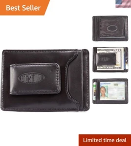 Luxurious Men's Leather Magnetic Money Clip Wallet - Slim & Stylish Design - Picture 1 of 9