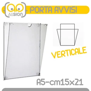PORTA AVVISI A5 VERTICALE plexi tasca parete messaggio informazioni messaggi  - Foto 1 di 1