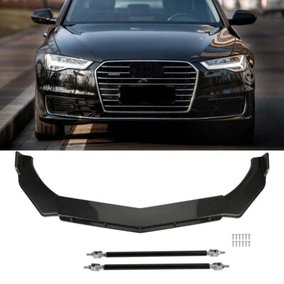 For AUDI A6 A5 A4 S4 Carbon Fiber Front Bumper Lip Spoiler 2pcs Strut Rods Foto 1 de 4