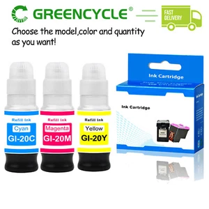 Kit de botella de tinta 3PK GI-20 (CMY) para Canon PIXMA G7020, G6020, G5020 MegaTank - Imagen 1 de 6