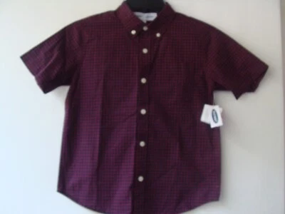 Camisa de algodón a cuadros manga corta azul marino antigua para niños talla M/6-8 abotonada nueva con etiquetas Foto 1 de 4