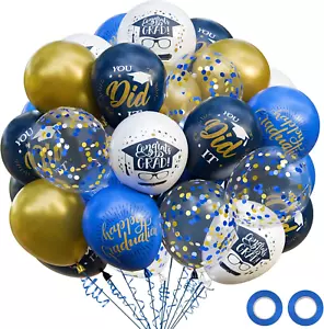 74 Pack Graduation Party Decorations Balloons Set - 12 Inch Navy Blue Metallic G - Picture 1 of 12