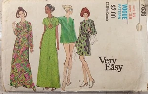 VOGUE 7836 Vintage 70er Cover-up Kaftan Kimono Ärmel Mini Midi Maxi 16 UNCUT Nähen - Bild 1 von 7