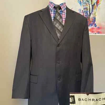Abrigo deportivo de lana a rayas Bachrach para hombre talla 48L 3 botones Foto 1 de 4