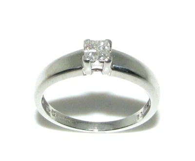 Mujer / Mujer,18ct Oro Blanco Set de Anillo Compromiso Con 4 Diamantes,GB Talla - Imagen 1 de 4