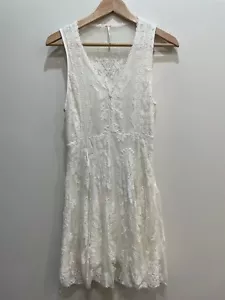 Free People Reign Over Me White Lace Mini Dress 2 Sheer Fairy Angel Coquette - Picture 1 of 12