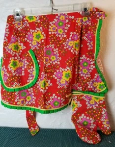 Vintage Floral Half Apron With Matching Oven Mitten  - Picture 1 of 2