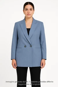 Max Mara Blazer Da Donna Blu Taglia 44 Lungo Doppiopetto Stile Business Elegante - Foto 1 di 17