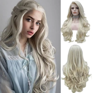 Blonde Lace Front Wig Long Wave Synthetic Hair Wigs for Women Natural Hairline B - Picture 1 of 6