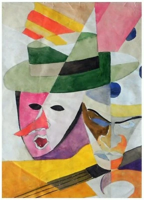 Menachem Helholz-Or: Composición y cabezas cubistas / Judío israelí francés alemán Foto 1 de 2