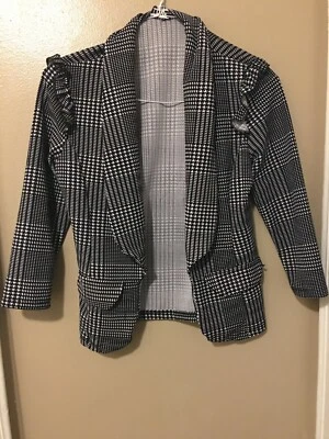 Womens Blazer Sz large Black White  - Imagem 1 de 2