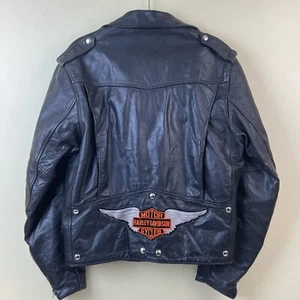 Vintage Montgomery Ward Leather Motorcycle Jacket Mens Harley Davidson Med Large - Picture 1 of 20
