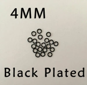 4mm Black Plated Split Single Ring Open Jump Rings Round Circle Jewelry Findings - Picture 1 of 4