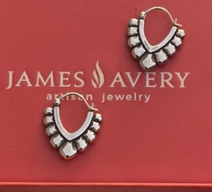James Avery Retired pebble rudimentary artisan brutalist Hoop Earrings - Picture 1 of 12