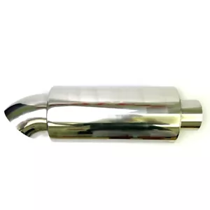Premium Quality 3" Inlet 4" Outlet Polished Tip Exhaust Muffler Cannon 480mm - Picture 1 of 6