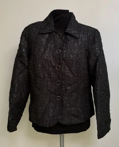 Erin by Erin London Blazer Jacket-Black Silver Crinkle Pattern-Button Close-PS - Bild 1 von 10