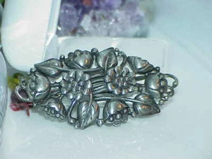Vintage Large Oval Floral Brooch Pin Sterling Cast 3" Huge 19.6Gr Art Nouveau - Picture 1 of 5