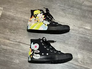 Scarpe Converse Chuck Taylor nere artwork tela W6 M4 graffiti skater grunge - Foto 1 di 7