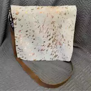 Bolso Bandolera AMISH MADE Farmhouse Frocks Gather Cuero de Vaca Nuevo con Etiquetas - Imagen 1 de 9