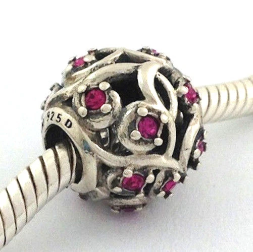 Auténtico Dije de Cuentas de Plata 925 Fucsia Hojas y Vides Chamilia 2025-0787 Nuevo Foto 1 de 1