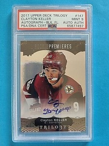 2017-18 Clayton Keller Upper Deck Trilogy Rookie Autograph RC Auto 1/3 PSA 9 MNT