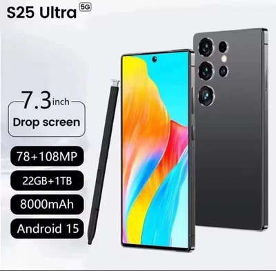 Latest S25 Ultra 22GB+1TB Mobile Phone Unlocked Dual Sim ANDROID 15 Smartphone
