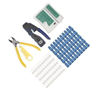 Netzwerk Kabel Tester RJ45 Crimper Crimpen Tool Kit Abisolierzange Mit - Afbeelding 1 van 24