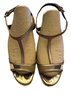 Burberry Woman's Plaid Wedge Shoes Size 36 US 5.5- Flawed- See Pictures - Image 1 of 4