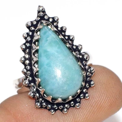 Top Quality Larimar 925 Silver Plated Ring US 7.5 Fast-Selling Gift GW - Image 1 of 3