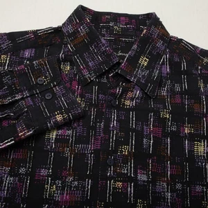 Jhane Barnes Shirt Mens XL Black Purple Abstract Pattern Classic Fit Long Sleeve - Picture 1 of 11