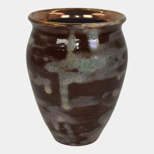 Jarrón Paul Katrich Studio cerámica artística rojo azul iridiscente hecho a mano 482 - Imagen 1 de 6