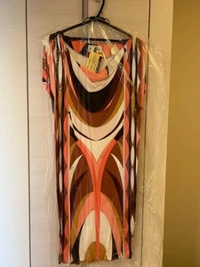 Emilio Pucci Kleid Mehrfarbig Print Italy Made Gr. 38 Orange Rosa aus Japan - Bild 1 von 3