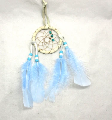 Atrapasueños Nativo Americano, Atrapasueños de 3", Cherokee, Turquesa Certificado de Autenticidad #DC1A Foto 1 de 4