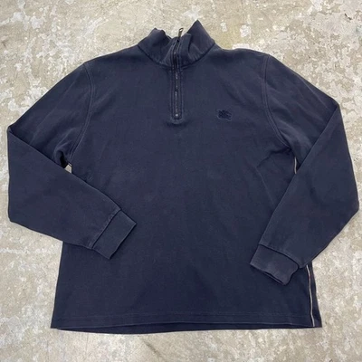 Suéter Burberry Brit Para Hombres XL Azul Marino Cuarto Cremallera Pullover Preppy Desteñido Foto 1 de 4