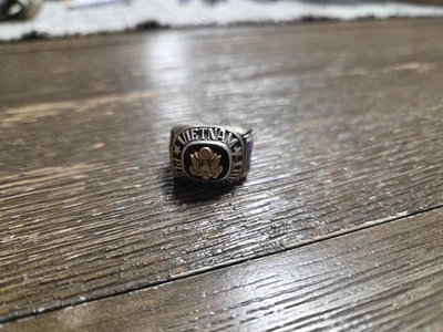 Vietnam Veteran 925 Sterling Silver Mens Ring Purple Heart Size 11 - Image 1 of 4