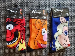 MUPPETS Crew Socks 3 Pair Unisex Adult Size 9-13 NEW ANIMAL, KERMIT, FOZZIE - Picture 1 of 1