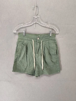 Zara Mujer Corto 2 Verde 100% Algodón Tiro Alto Cordón Plisado Calce Regular Foto 1 de 4