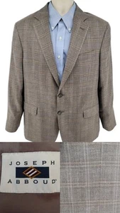 Joseph Abboud Heritage Blazer 42R Wool Silk Linen Sport Coat Brown Plaid Jacket - Picture 1 of 14