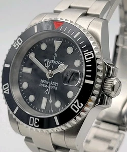 Poseidon Luxury Black Seiko Mod TMI NH35a Automatic Movement Divers Watch Japan. - Picture 1 of 21