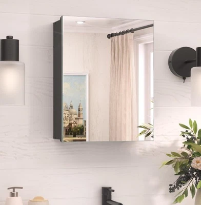 14 x 18 Black Medicine Cabinet with Mirror, Aluminum Mirror Medicine Cabinet... - Image 1 of 4