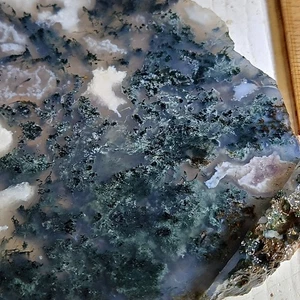 Green moss agate slab, light purple agate. BIG 6" x 5 3/4" x 1/4" 11.2oz - Picture 1 of 19