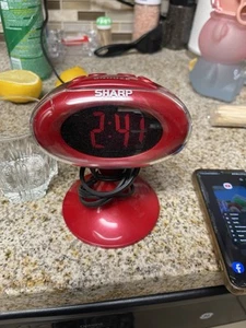 Sharp Alarm Clock Model SPC011 Red Pedestal Retro Look Working - Picture 1 of 1
