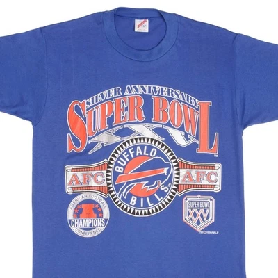 CAMISETA VINTAGE NFL BUFFALO BILLS SUPER BOWL XXV 1990 TALLA MEDIANA HECHA EN EE. UU. Foto 1 de 4