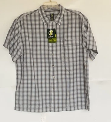 Camisa de manga corta a cuadros gris y blanca Aigle para hombre talla XXL Foto 1 de 4